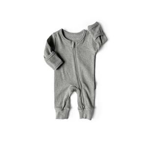 Little Bipsy Charcoal Gray Ribbed 2-Way Zip Romper Size 3-6 Months